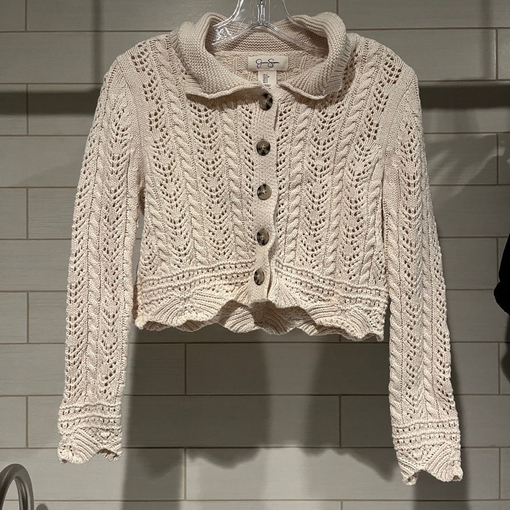 Cream Knit Cardigan Sweater